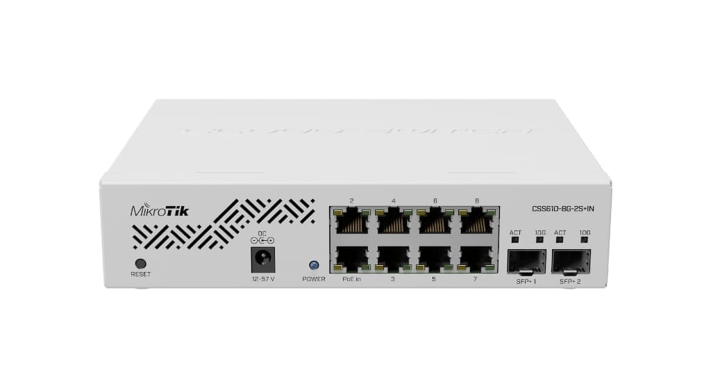 MikroTik CSS610-8G-2S+IN — 8× Gigabit + 2× 10G SFP+, SwOS Lite Yönetilebilir Switch