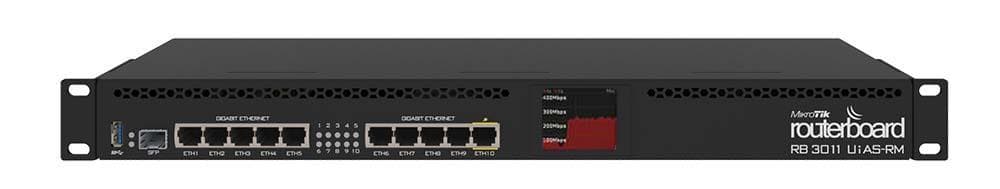 Mikrotik RB3011UiAS-RM 10 Port Gigabit Ethernet 1 Port 1.25G SFP Router Firewall