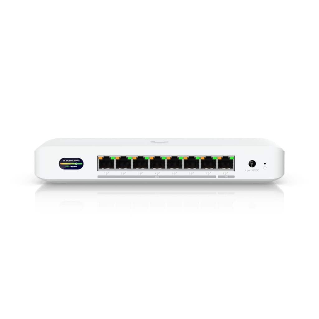 UBNT UniFi Device Bridge Switch (UDB-Switch) – WiFi 7 Uplink’li 10GbE + 2.5GbE 8 Port PoE+ Switch | 0.96” LCM, 6 GHz Ready