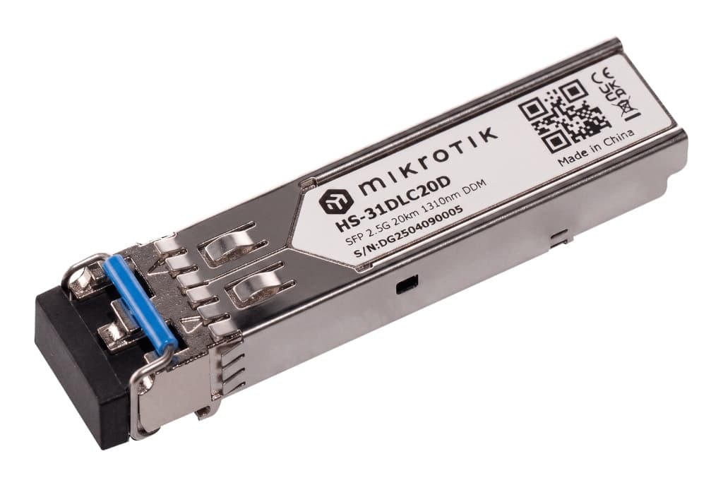 MikroTik HS-31DLC20D | 1G/2.5G Single-Mode SFP Modül, 1310 nm, 20 km, LC, DDM
