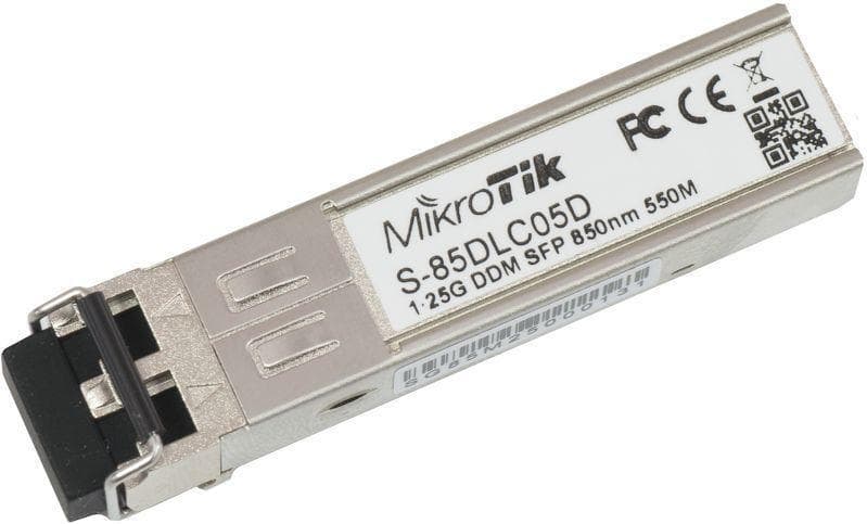 MikroTik S-85DLC05D — 1.25G 850nm Multi Mode SFP Modül • 550 m • Dual LC • DDM Destekli