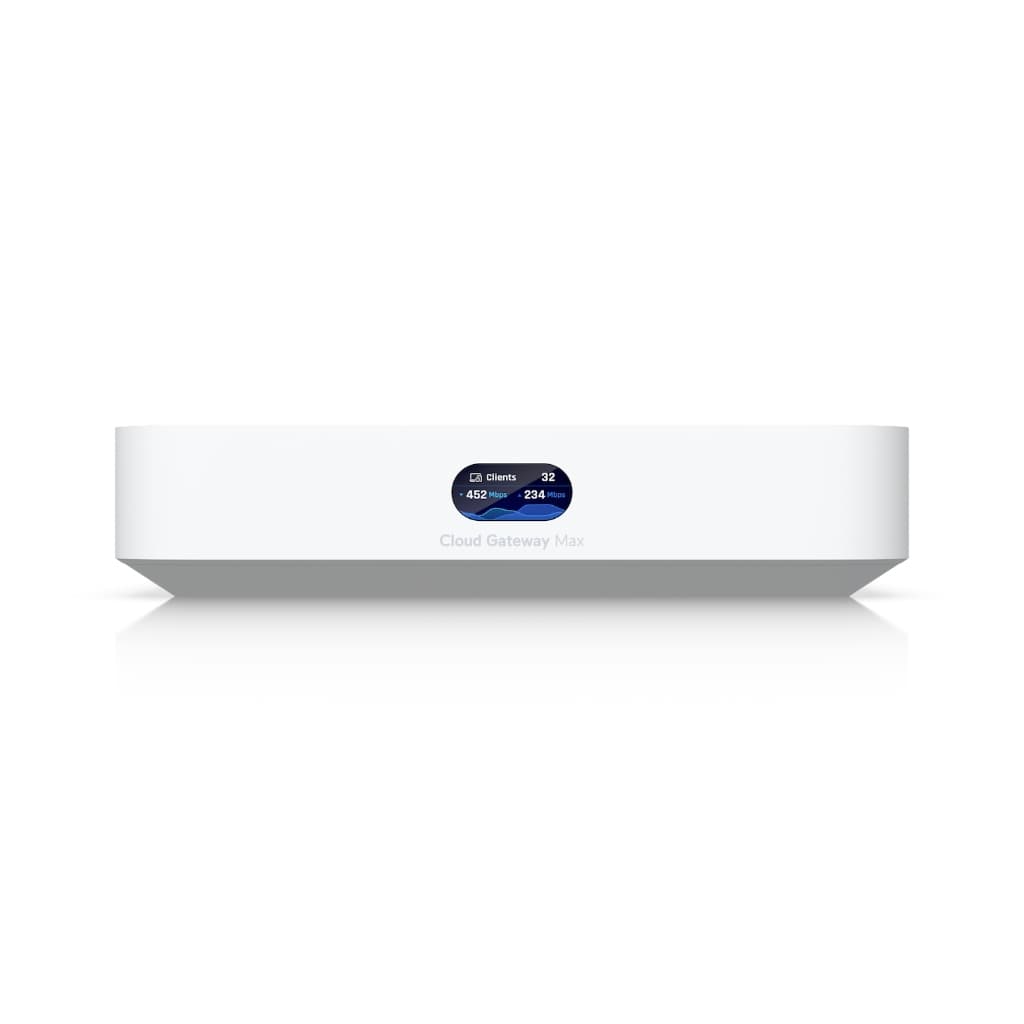 UBNT UniFi Cloud Gateway Max (UCG-Max) – 2.5G Çoklu-WAN Cloud Gateway | 2.3 Gbps IDS/IPS, 30+ UniFi Cihaz, NVMe NVR
