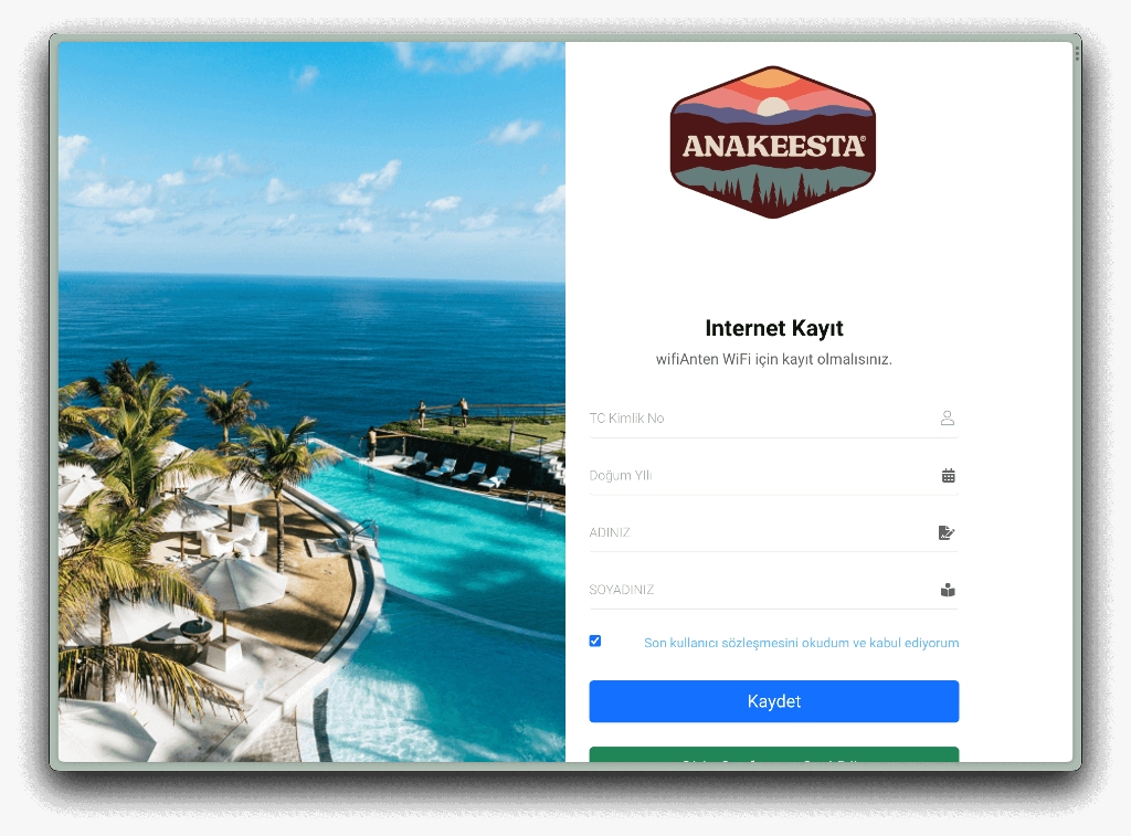 wifiAnten Hotspot 5651 Loglama MikroTik, Grandstream, Ruijie Cloud ve UniFi Uyumlu Hotspot Otel Otomasyon (PMS) Entegrasyon Modülü - görsel 3